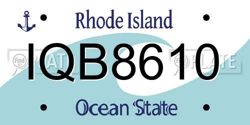 IQB8610 Rhode Island License Plate