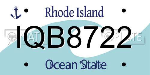 IQB8722 Rhode Island License Plate