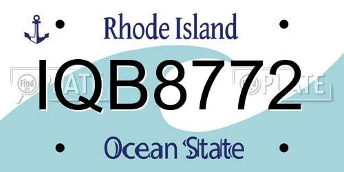 IQB8772 Rhode Island License Plate