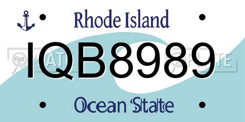 IQB8989 Rhode Island License Plate