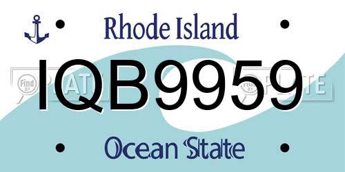 IQB9959 Rhode Island License Plate