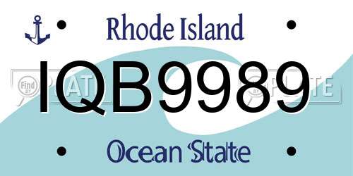 IQB9989 Rhode Island License Plate