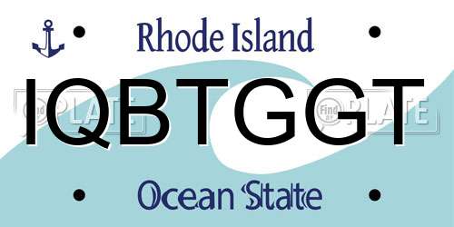 IQBTGGT Rhode Island License Plate