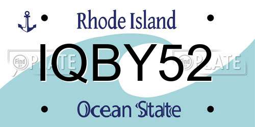 IQBY52 Rhode Island License Plate