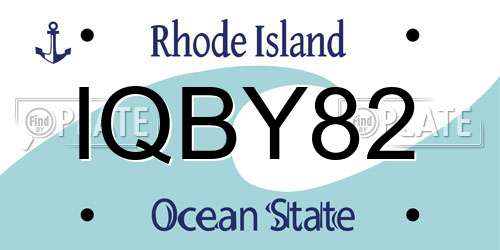 IQBY82 Rhode Island License Plate