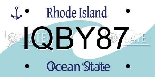 IQBY87 Rhode Island License Plate