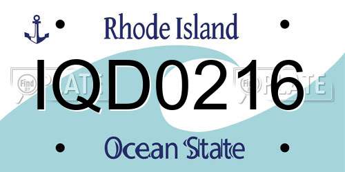 IQD0216 Rhode Island License Plate
