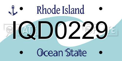 IQD0229 Rhode Island License Plate