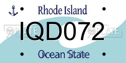 IQD072 Rhode Island License Plate