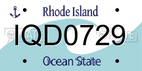 IQD0729 Rhode Island License Plate