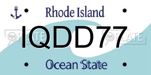IQDD77 Rhode Island License Plate