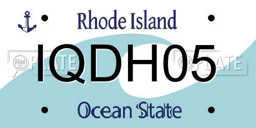 IQDH05 Rhode Island License Plate