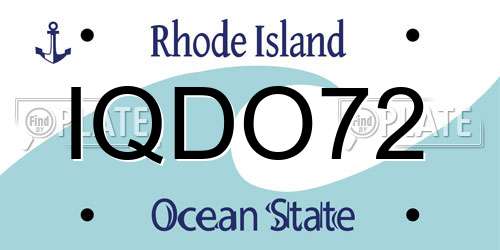 IQDO72 Rhode Island License Plate