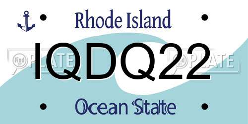 IQDQ22 Rhode Island License Plate