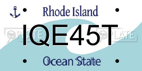 IQE45T Rhode Island License Plate