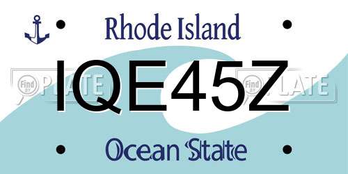 IQE45Z Rhode Island License Plate