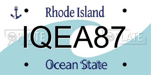 IQEA87 Rhode Island License Plate