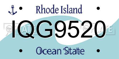 IQG9520 Rhode Island License Plate