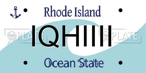 IQHIIII Rhode Island License Plate