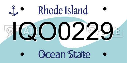 IQO0229 Rhode Island License Plate