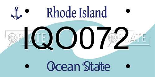 IQO072 Rhode Island License Plate