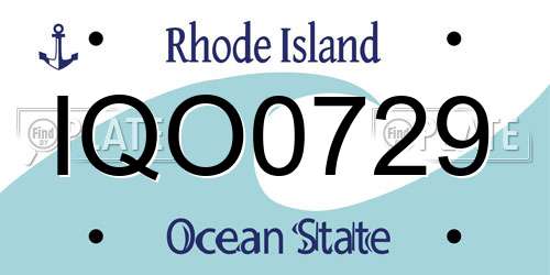 IQO0729 Rhode Island License Plate