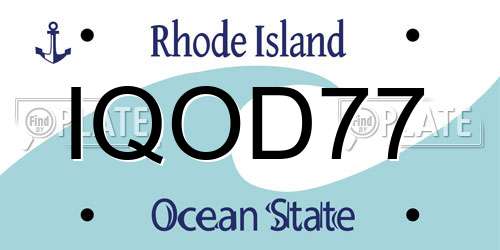 IQOD77 Rhode Island License Plate
