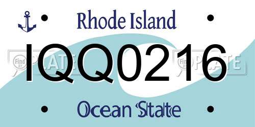 IQQ0216 Rhode Island License Plate