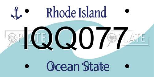 IQQ077 Rhode Island License Plate