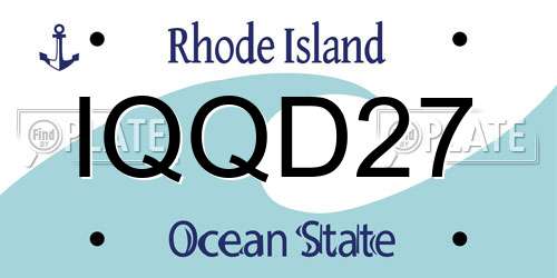 IQQD27 Rhode Island License Plate