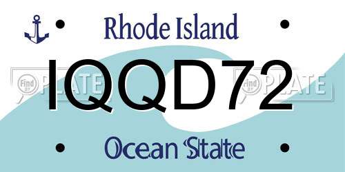 IQQD72 Rhode Island License Plate