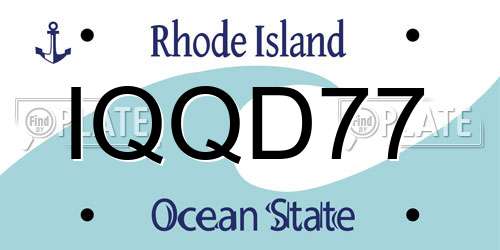 IQQD77 Rhode Island License Plate