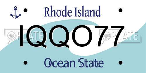IQQO77 Rhode Island License Plate