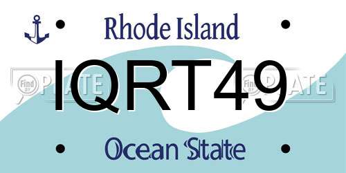 IQRT49 Rhode Island License Plate