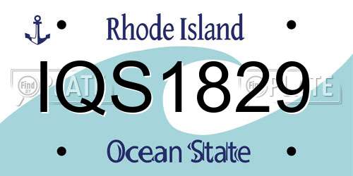 IQS1829 Rhode Island License Plate