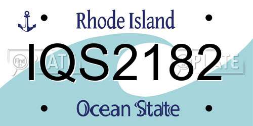 IQS2182 Rhode Island License Plate