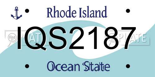 IQS2187 Rhode Island License Plate