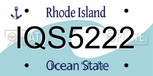 IQS5222 Rhode Island License Plate