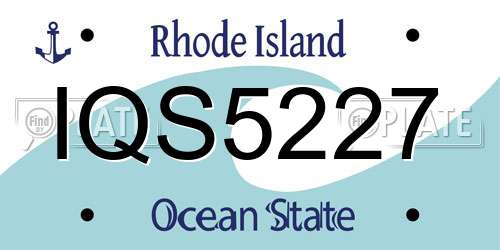 IQS5227 Rhode Island License Plate
