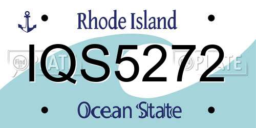 IQS5272 Rhode Island License Plate