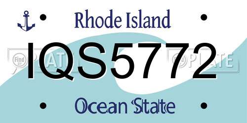 IQS5772 Rhode Island License Plate
