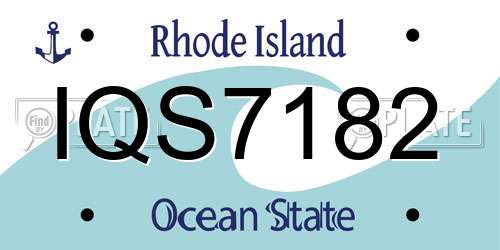 IQS7182 Rhode Island License Plate