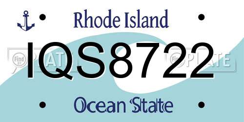 IQS8722 Rhode Island License Plate