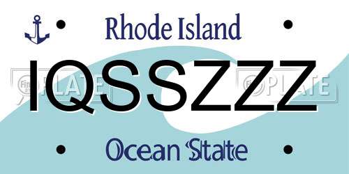 IQSSZZZ Rhode Island License Plate