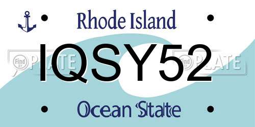 IQSY52 Rhode Island License Plate