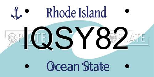 IQSY82 Rhode Island License Plate