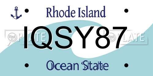 IQSY87 Rhode Island License Plate