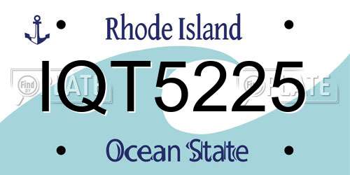 IQT5225 Rhode Island License Plate