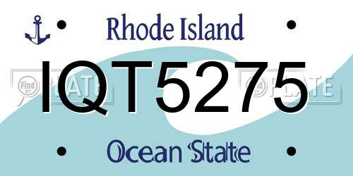IQT5275 Rhode Island License Plate
