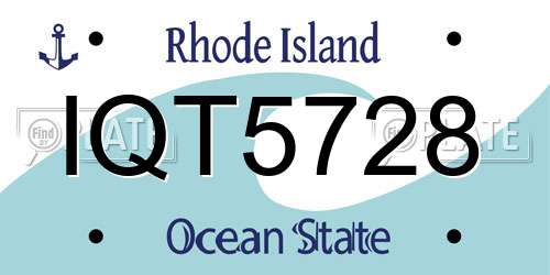 IQT5728 Rhode Island License Plate